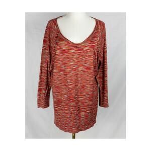 Loft Large Sweater Pullover Long Sleeve Lightweight Red Orange